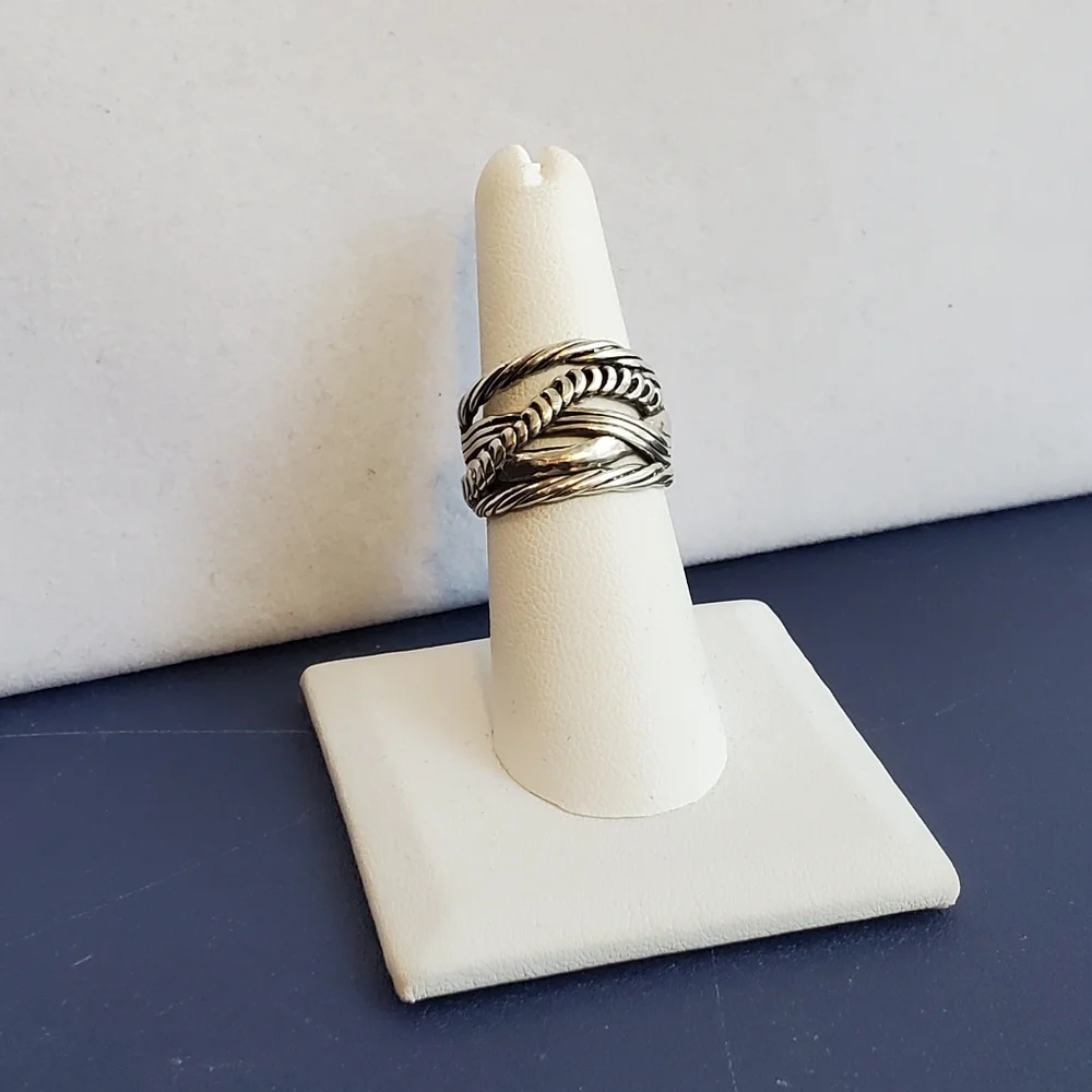 PZ 925 Sterling Texturized Rope Weave Band Ring 6.75 - Picture 9 of 16